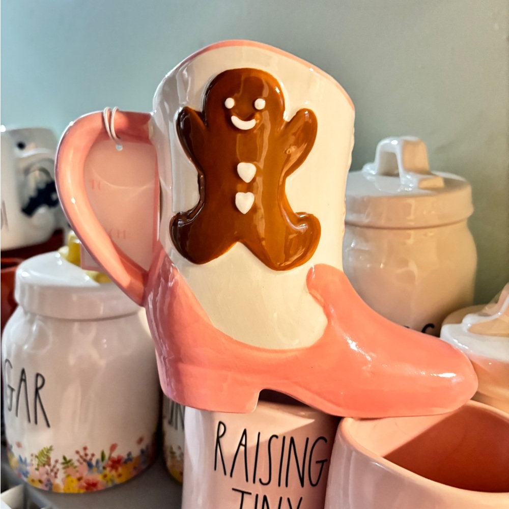 Pink Gingerbread Boot Mug